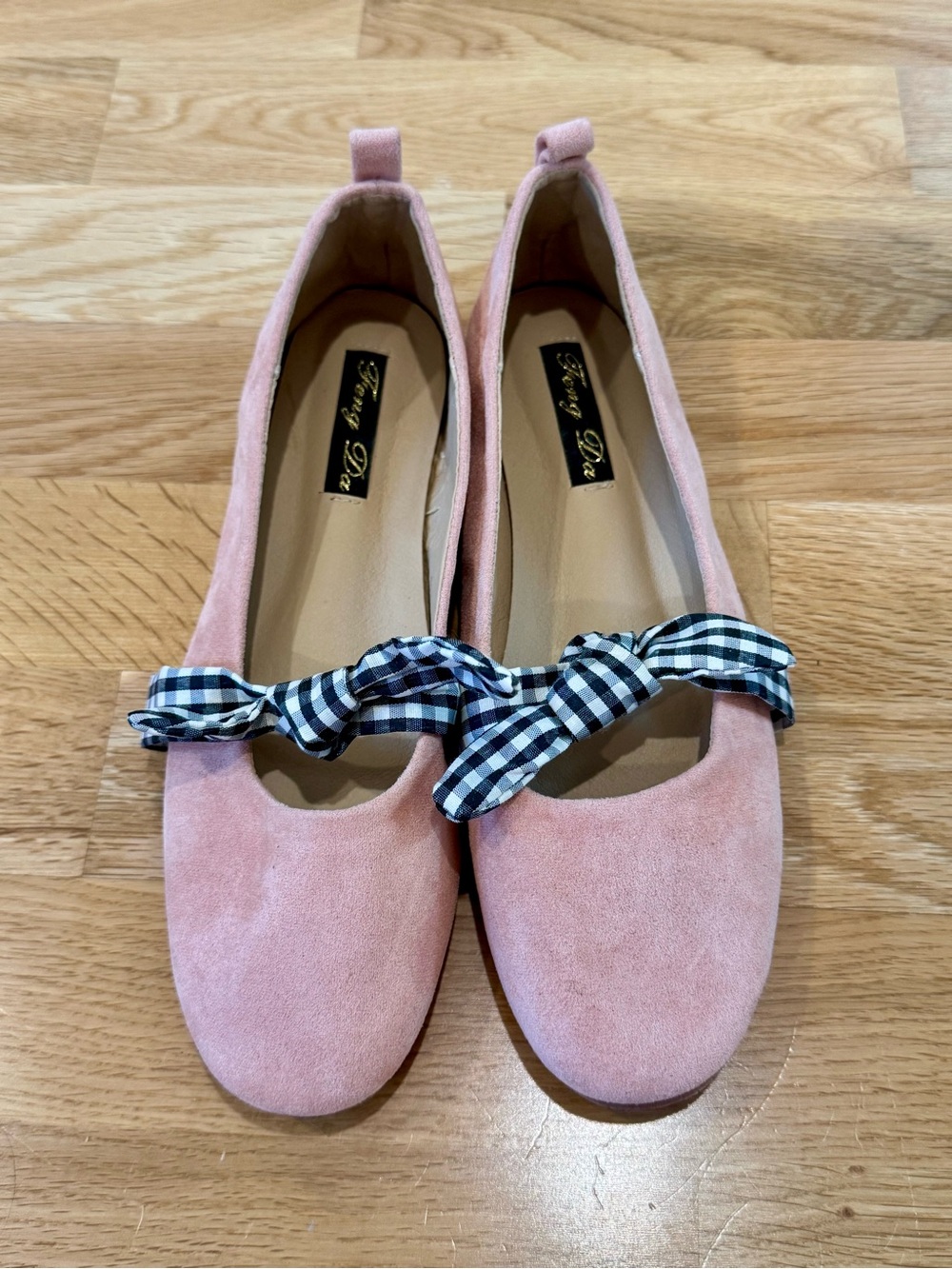 Pink Suede Ballet Flats with Bow
